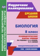 Биология. Введение в биолог 8 класс. технологические. карты ур. по учебнику. Сонина Н.И. Сапина М.Р.