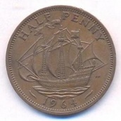 Пол пенни (1/2 пенни) Великобритания 1964