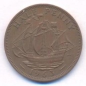 Пол пенни (1/2 пенни) Великобритания 1963