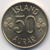 50 эйре (эйрир, аурар) Исландия 1974
